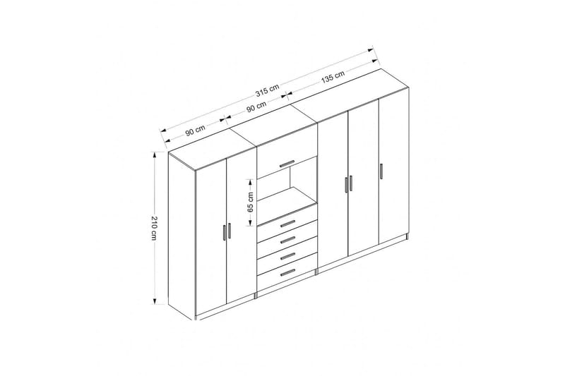 Fruitland Garderob 315 cm - Vit - Förvaring - Klädförvaring - Garderob & garderobssystem