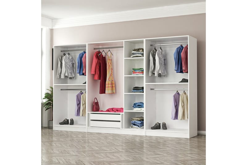 Fruitland Garderob 315 cm - Vit - Förvaring - Klädförvaring - Garderob & garderobssystem