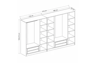 Fruitland Garderob 315 cm - Vit - Förvaring - Klädförvaring - Garderob & garderobssystem