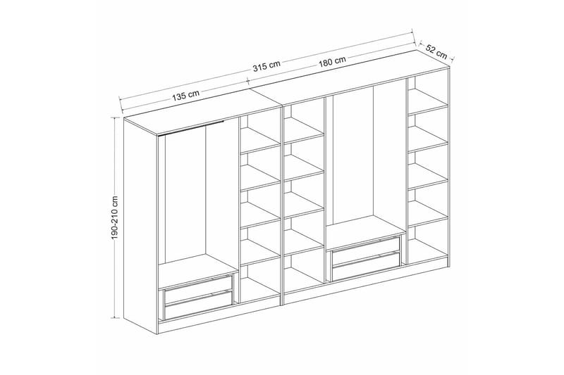 Fruitland Garderob 315 cm - Vit - Förvaring - Klädförvaring - Garderob & garderobssystem