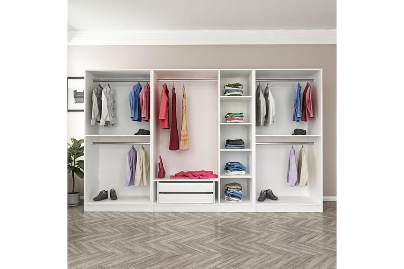 Fruitland Garderob 315 cm - Vit/Brun - Förvaring - Klädförvaring - Garderob & garderobssystem