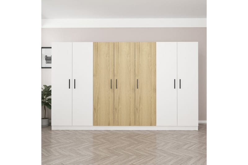 Fruitland Garderob 315 cm - Vit/Brun - Förvaring - Klädförvaring - Garderob & garderobssystem