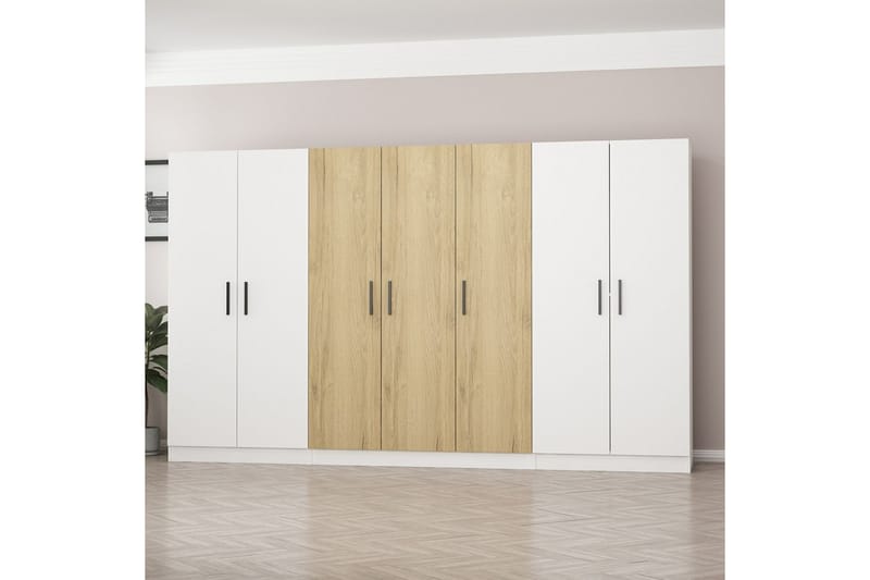 Fruitland Garderob 315 cm - Vit/Brun - Förvaring - Klädförvaring - Garderob & garderobssystem