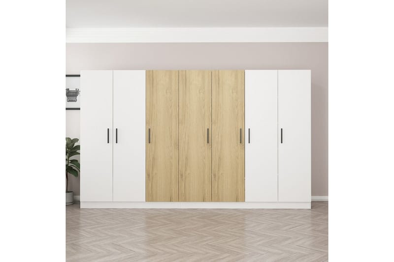 Fruitland Garderob 315 cm - Vit/Brun - Förvaring - Klädförvaring - Garderob & garderobssystem