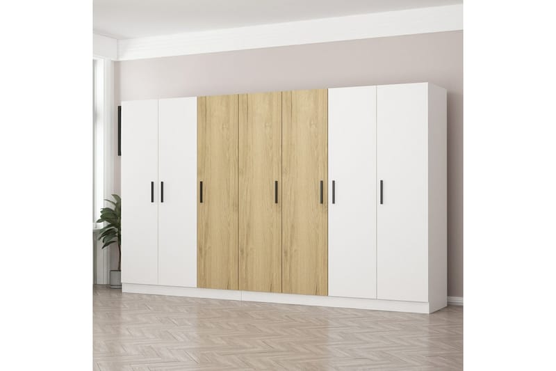 Fruitland Garderob 315 cm - Vit/Brun - Förvaring - Klädförvaring - Garderob & garderobssystem