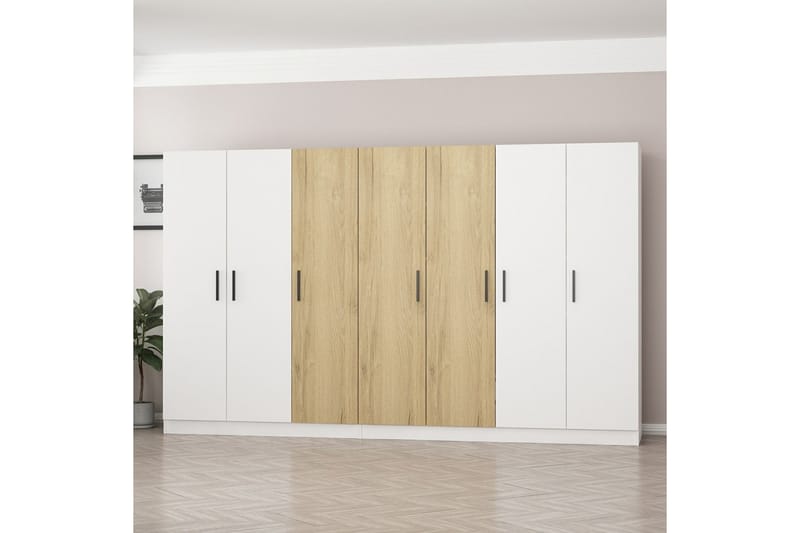 Fruitland Garderob 315 cm - Vit/Brun - Förvaring - Klädförvaring - Garderob & garderobssystem