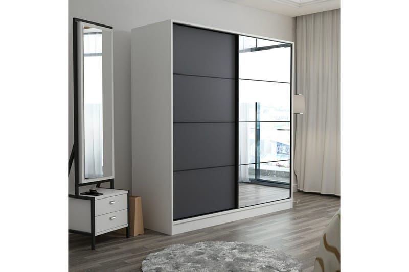 Fruitland Garderob med Spegel - Antracit - Förvaring - Klädförvaring - Garderob & garderobssystem