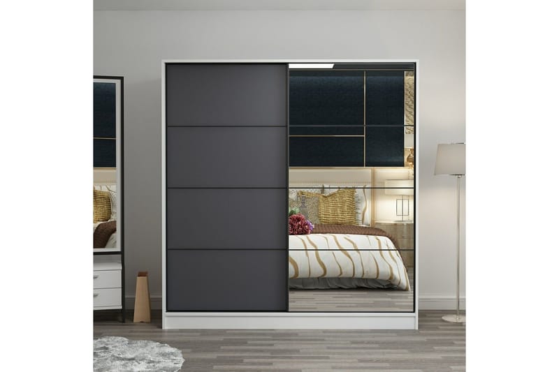 Fruitland Garderob med Spegel - Antracit - Förvaring - Klädförvaring - Garderob & garderobssystem