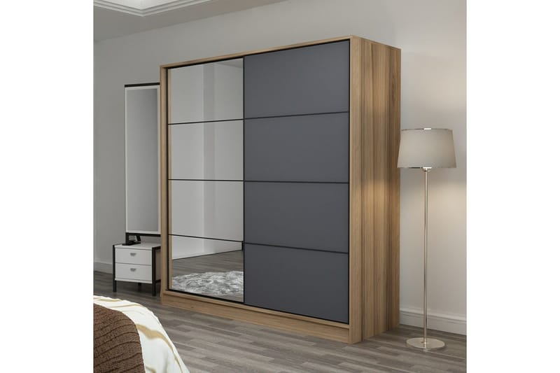 Fruitland Garderob med Spegel - Antracit - Förvaring - Klädförvaring - Garderob & garderobssystem