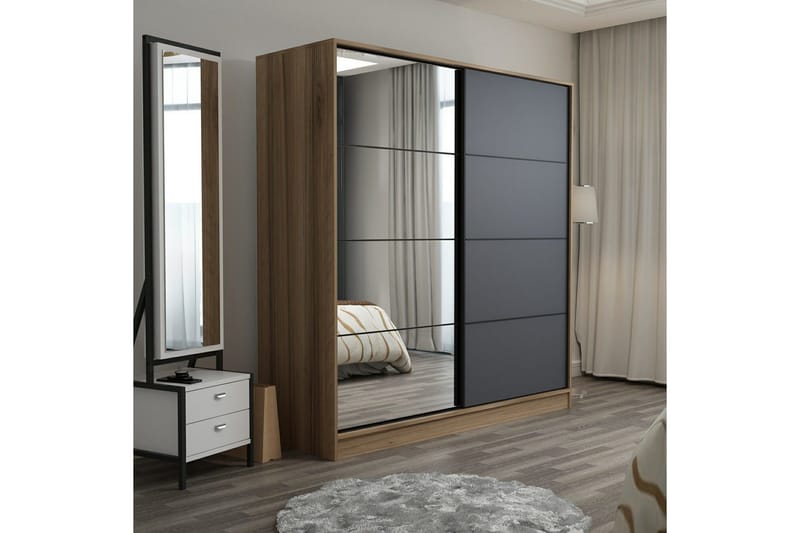 Fruitland Garderob med Spegel - Antracit - Förvaring - Klädförvaring - Garderob & garderobssystem