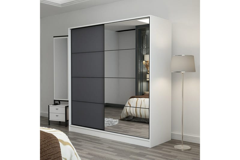 Fruitland Garderob med Spegel - Antracit - Förvaring - Klädförvaring - Garderob & garderobssystem