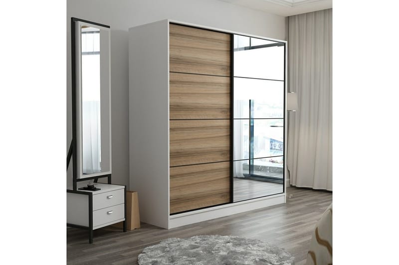 Fruitland Garderob med Spegel - Brun - Förvaring - Klädförvaring - Garderob & garderobssystem