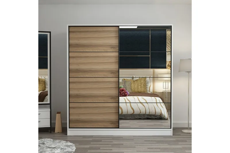 Fruitland Garderob med Spegel - Brun - Förvaring - Klädförvaring - Garderob & garderobssystem