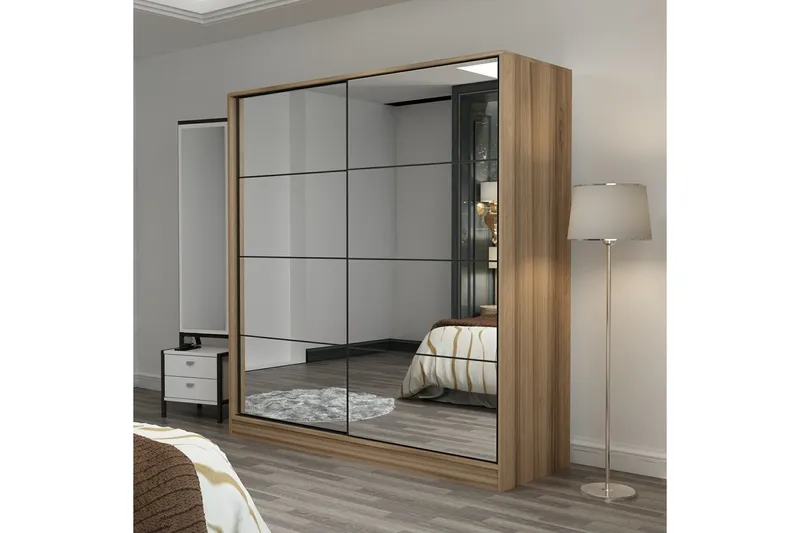 Fruitland Garderob med Spegel - Brun - Förvaring - Klädförvaring - Garderob & garderobssystem