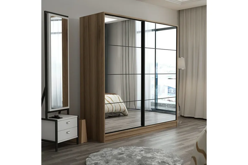 Fruitland Garderob med Spegel - Brun - Förvaring - Klädförvaring - Garderob & garderobssystem