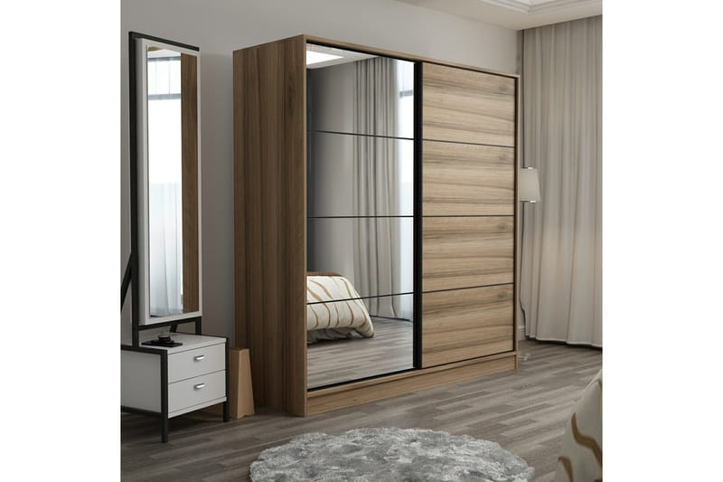 Fruitland Garderob med Spegel - Brun - Förvaring - Klädförvaring - Garderob & garderobssystem