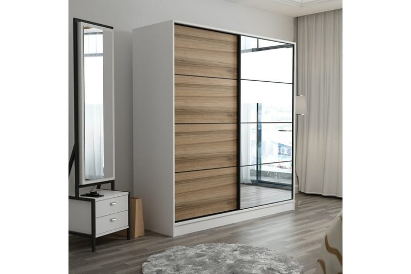 Fruitland Garderob med Spegel - Brun - Förvaring - Klädförvaring - Garderob & garderobssystem