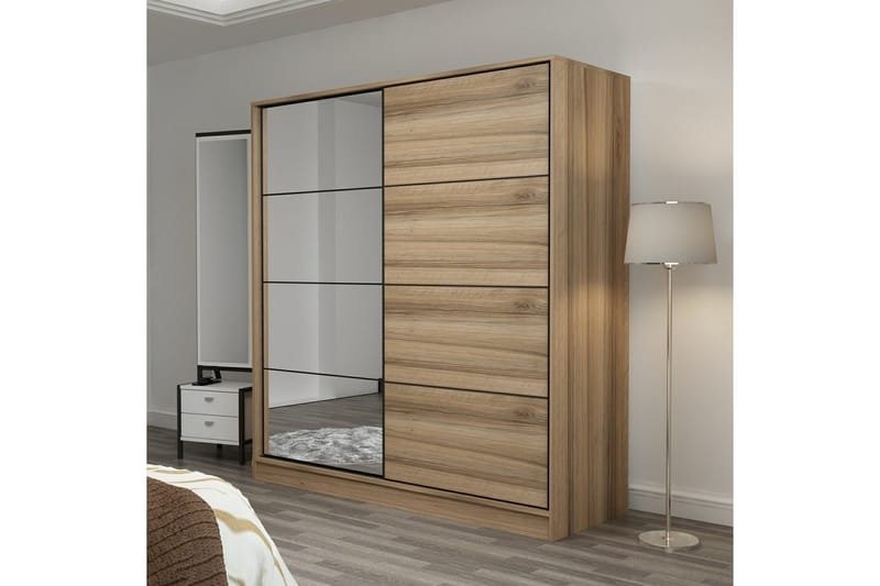 Fruitland Garderob med Spegel - Brun - Förvaring - Klädförvaring - Garderob & garderobssystem