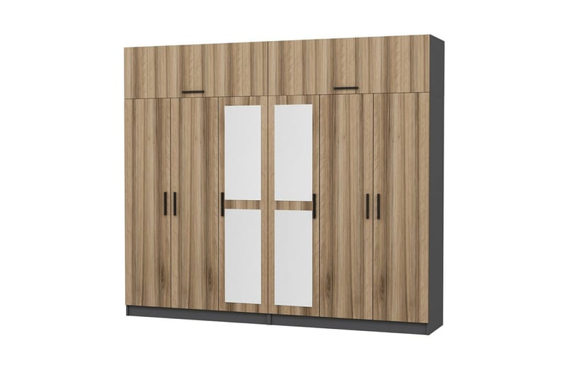 Fruitland Garderob med Spegel - Brun/Grå - Förvaring - Klädförvaring - Garderob & garderobssystem