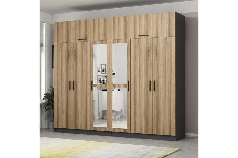 Fruitland Garderob med Spegel, Brun/Grå