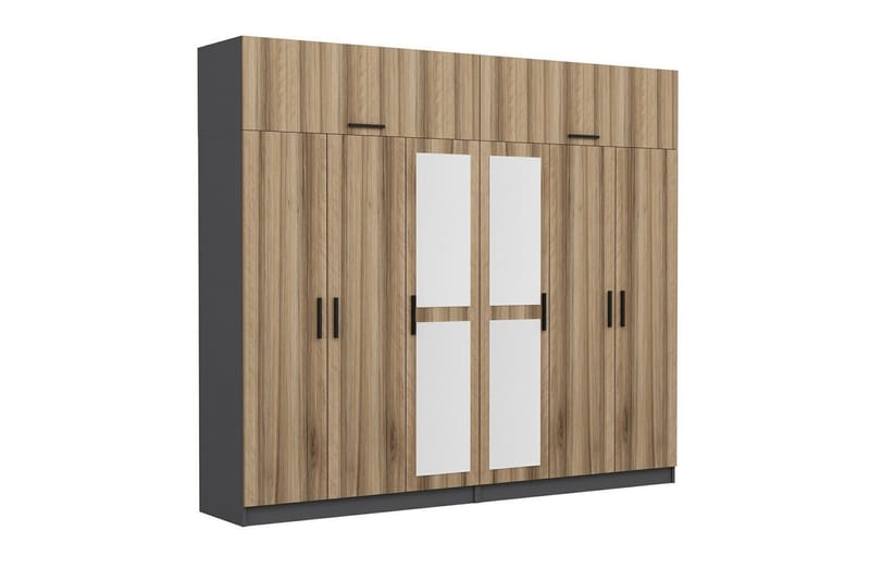 Fruitland Garderob med Spegel - Brun/Grå - Förvaring - Klädförvaring - Garderob & garderobssystem