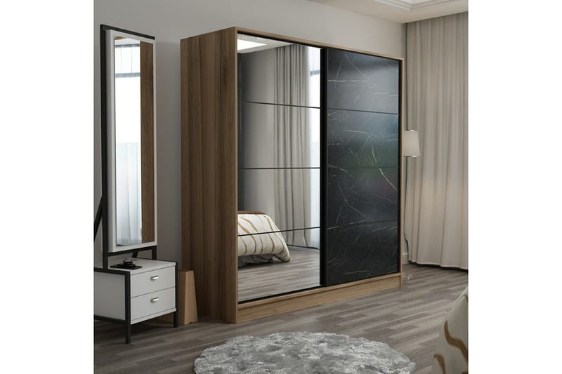 Fruitland Garderob med Spegel - Svart - Förvaring - Klädförvaring - Garderob & garderobssystem