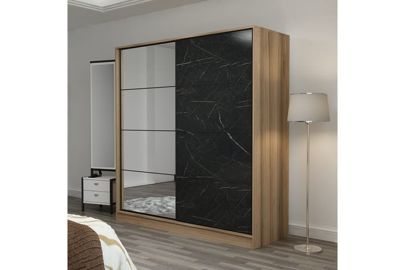 Fruitland Garderob med Spegel - Svart - Förvaring - Klädförvaring - Garderob & garderobssystem