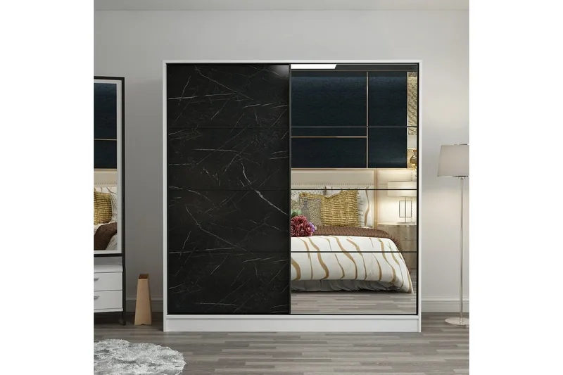 Fruitland Garderob med Spegel, Svart