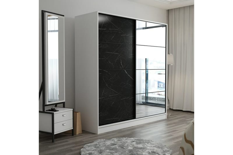 Fruitland Garderob med Spegel - Svart - Förvaring - Klädförvaring - Garderob & garderobssystem