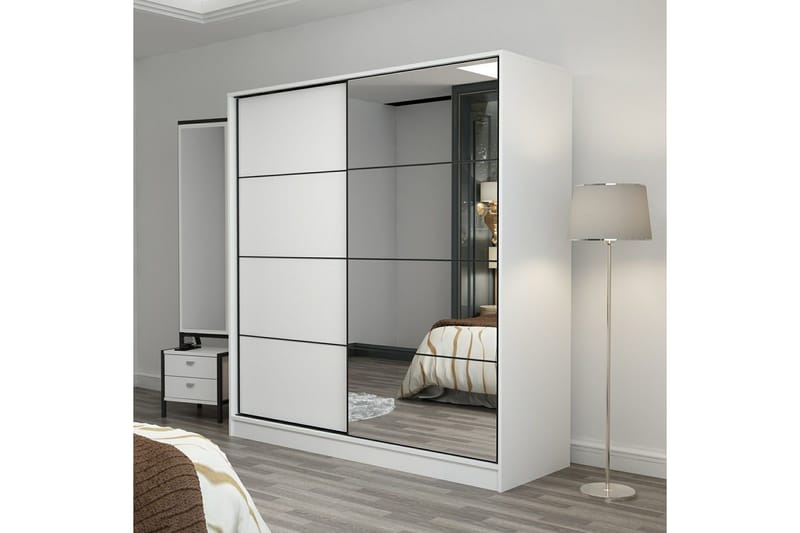 Fruitland Garderob med Spegel - Vit - Förvaring - Klädförvaring - Garderob & garderobssystem