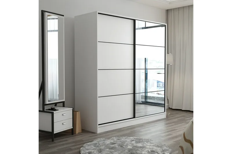 Fruitland Garderob med Spegel - Vit - Förvaring - Klädförvaring - Garderob & garderobssystem