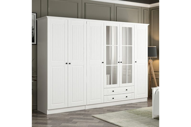 Fruitland Garderob med Spegel - Vit - Förvaring - Klädförvaring - Garderob & garderobssystem