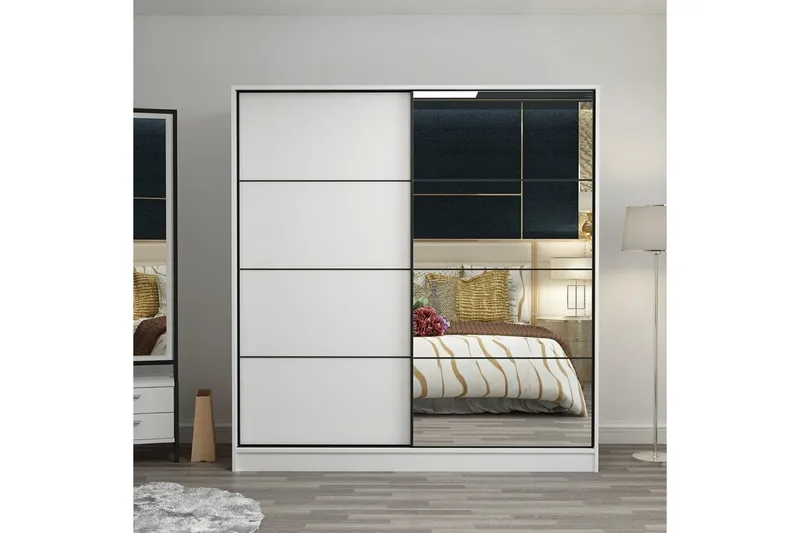 Fruitland Garderob med Spegel - Vit - Förvaring - Klädförvaring - Garderob & garderobssystem