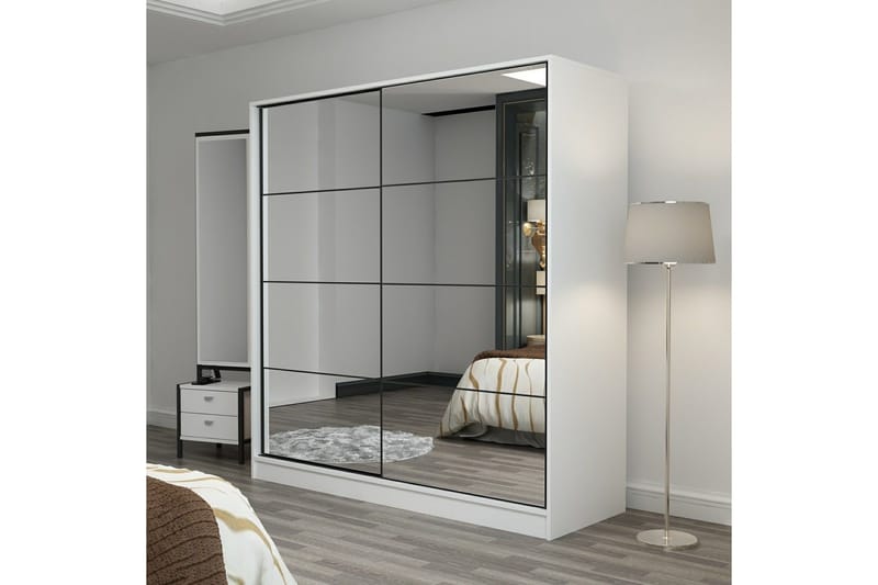 Fruitland Garderob med Spegel - Vit - Förvaring - Klädförvaring - Garderob & garderobssystem