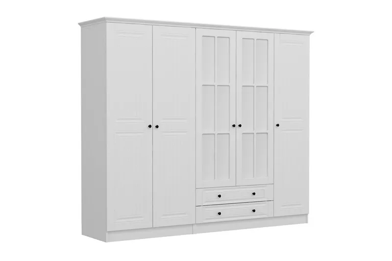 Fruitland Garderob med Spegel - Vit - Förvaring - Klädförvaring - Garderob & garderobssystem