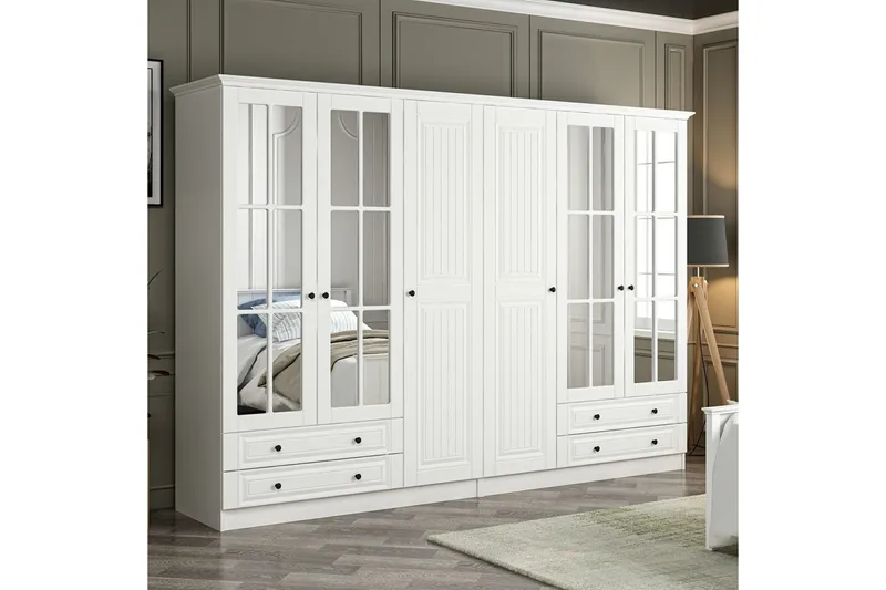 Fruitland Garderob med Spegel - Vit - Förvaring - Klädförvaring - Garderob & garderobssystem