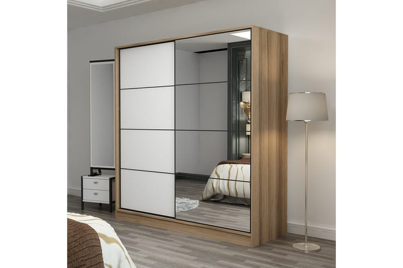 Fruitland Garderob med Spegel - Vit/Brun - Förvaring - Klädförvaring - Garderob & garderobssystem