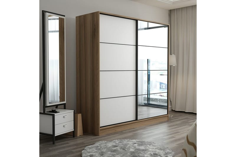 Fruitland Garderob med Spegel - Vit/Brun - Förvaring - Klädförvaring - Garderob & garderobssystem