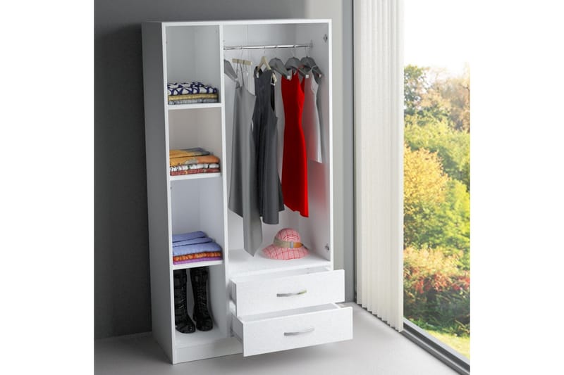 Furny Home Garderob - Vit - Klädskåp & fristående garderob - Garderob & garderobssystem