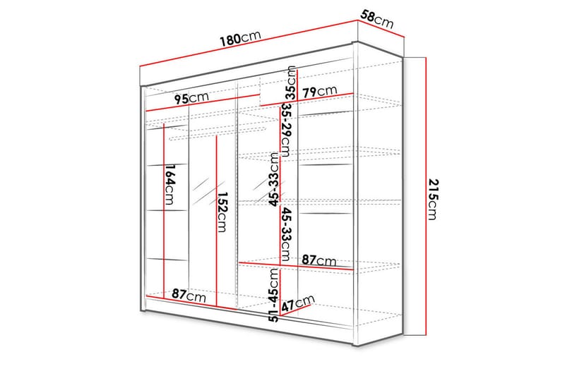 Garderob + LED - Svart - Förvaring - Klädförvaring - Garderob & garderobssystem
