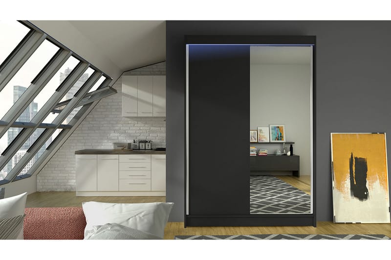 Garderob + LED - Svart/RGB LED - Förvaring - Klädförvaring - Garderob & garderobssystem