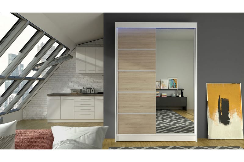 Garderob + LED - Vit/Ek/RGB LED - Förvaring - Klädförvaring - Garderob & garderobssystem - Klädskåp & fristående garderob