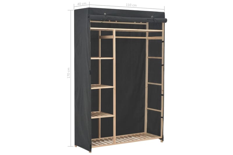 Garderob 110x40x170 cm grå tyg - Grå - Förvaring - Klädförvaring - Garderob & garderobssystem