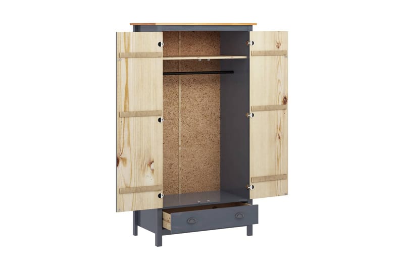 Garderob 2 dörrar Hill Range grå 89x50x170 cm massiv furu - Grå - Förvaring - Klädförvaring - Garderob & garderobssystem