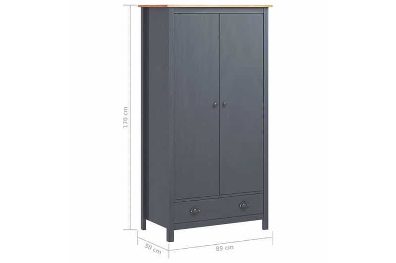 Garderob 2 dörrar Hill Range grå 89x50x170 cm massiv furu - Grå - Garderob & garderobssystem - Klädskåp & fristående garderob