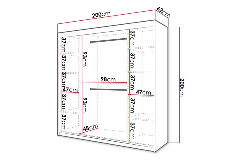 Garderob 200 - Vit|Svart - Förvaring - Klädförvaring - Garderob & garderobssystem