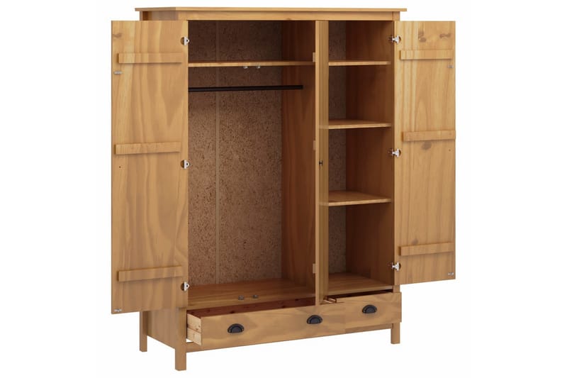 Garderob 3 dörrar Hill Range 127x50x170 cm massiv furu - Brun - Förvaring - Klädförvaring - Garderob & garderobssystem