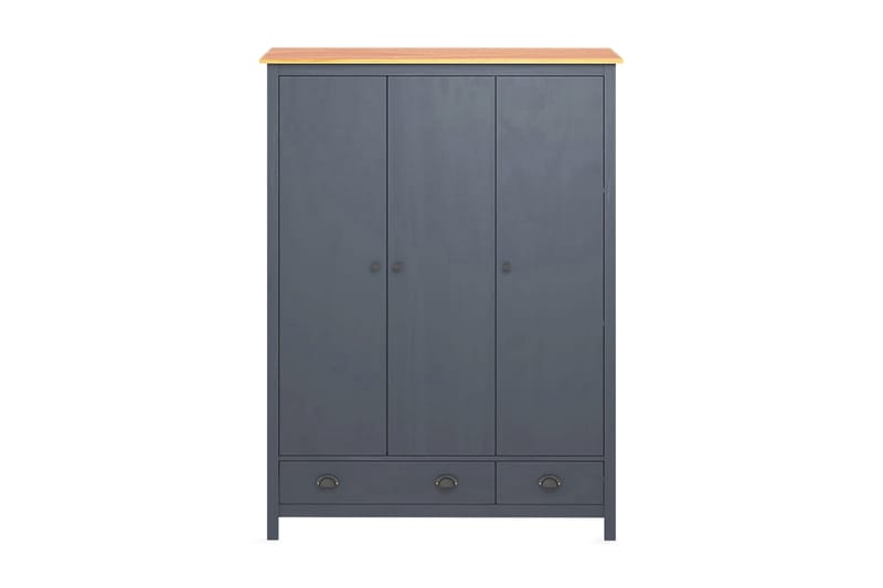 Garderob 3 dörrar Hill Range grå 127x50x170 cm massiv furu - Grå - Garderob & garderobssystem - Klädskåp & fristående garderob