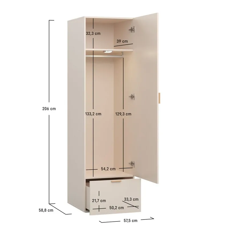 Garderob 4 You Fresh 1 Dörr - Ek - Förvaring - Klädförvaring - Garderob & garderobssystem - Klädskåp & fristående garderob