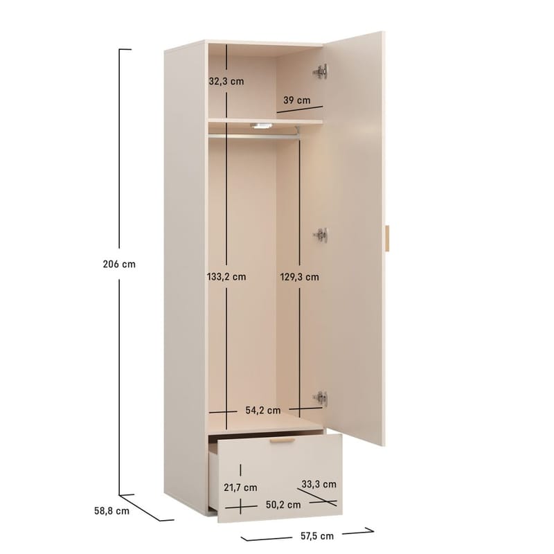 Garderob 4 You Fresh 1 Dörr - Ek - Förvaring - Klädförvaring - Garderob & garderobssystem - Klädskåp & fristående garderob